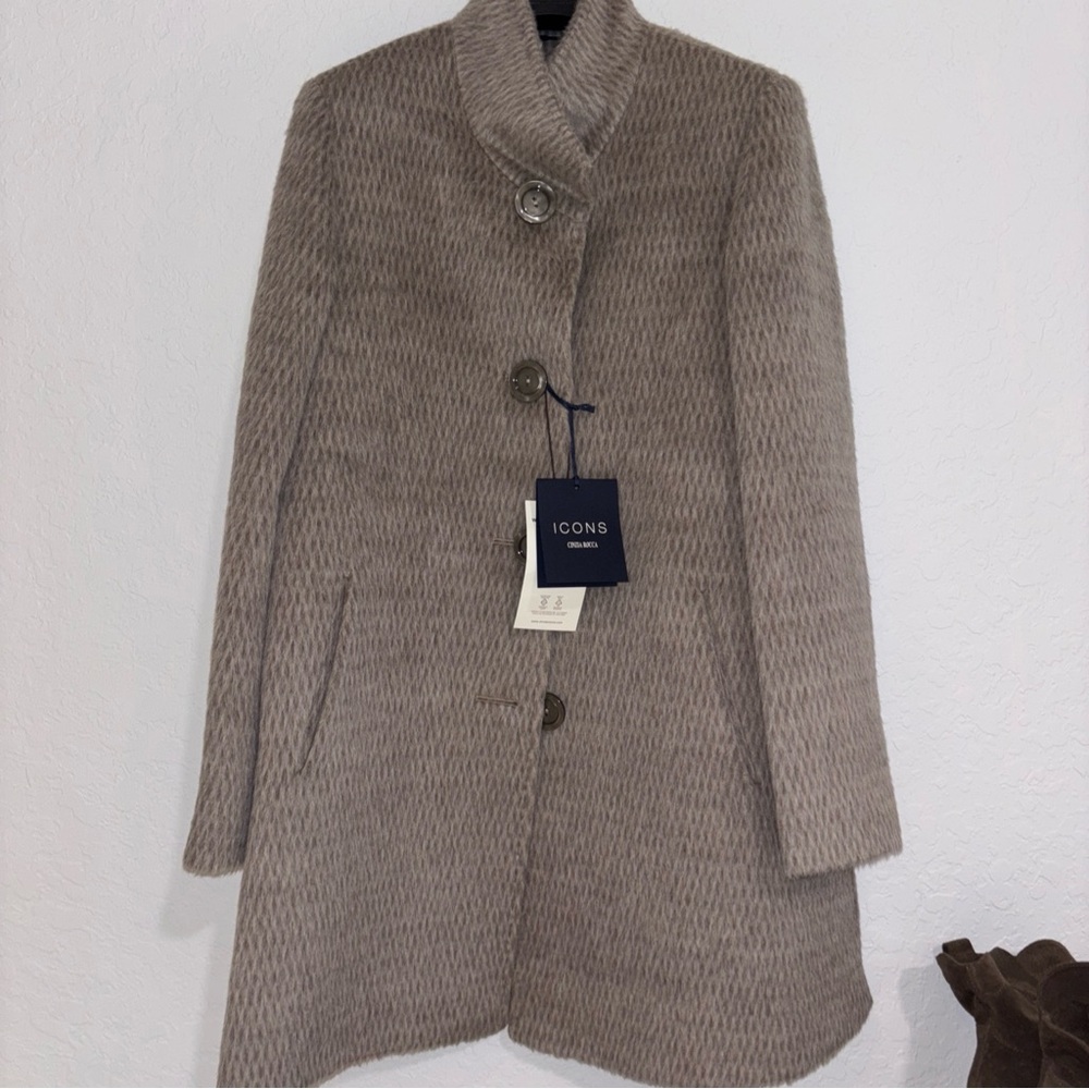 NWT Cinzia Rocca Alpaca Coat US6 Made In Italy 60%Lama